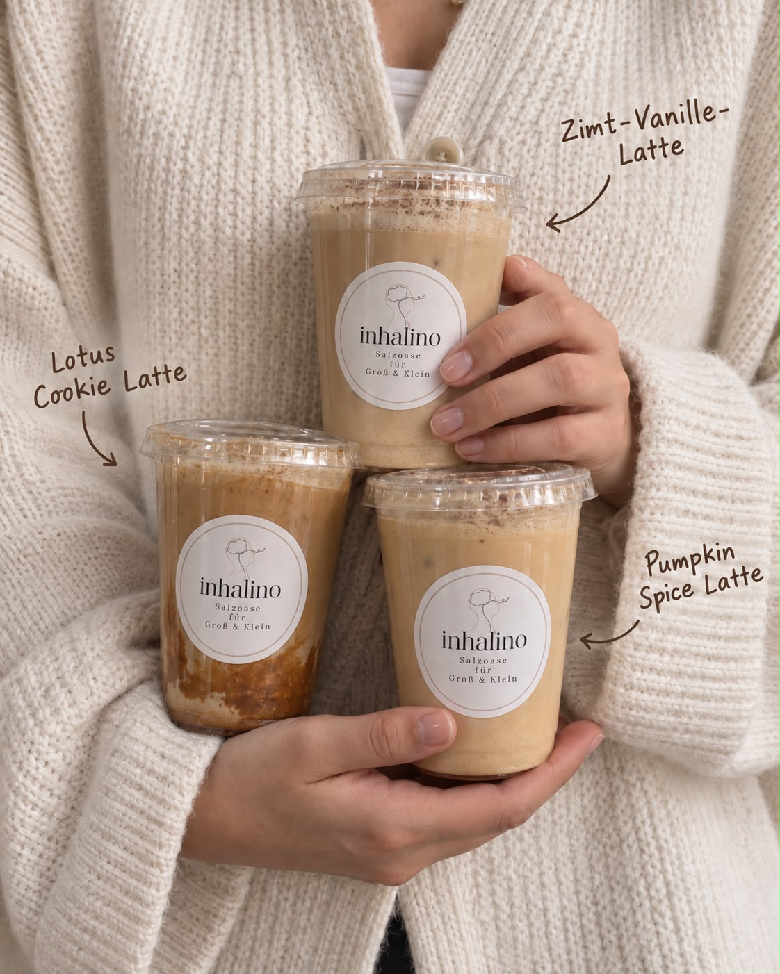 Zimt-Vanille-Latte, Lotus Cookie Latte und Pumpkin Spice Latte